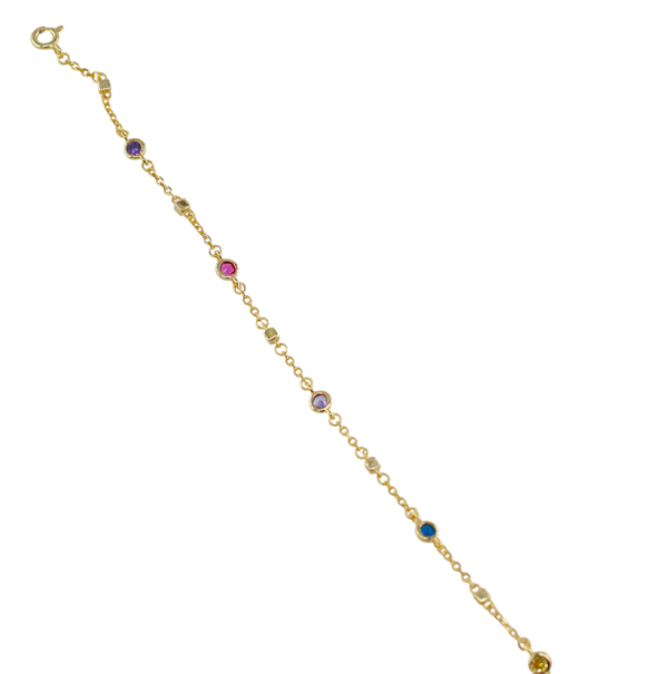 Pulseira Zircónias Coloridas Prata