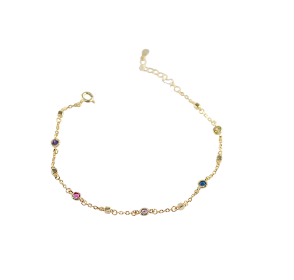 Pulseira Zircónias Coloridas Prata