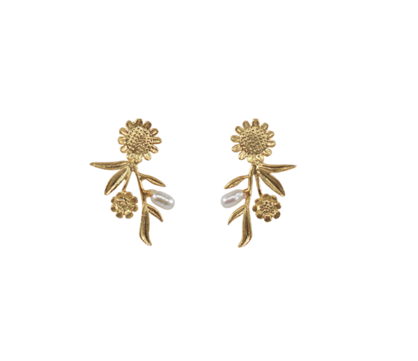 Brincos Flores Pérola Prata