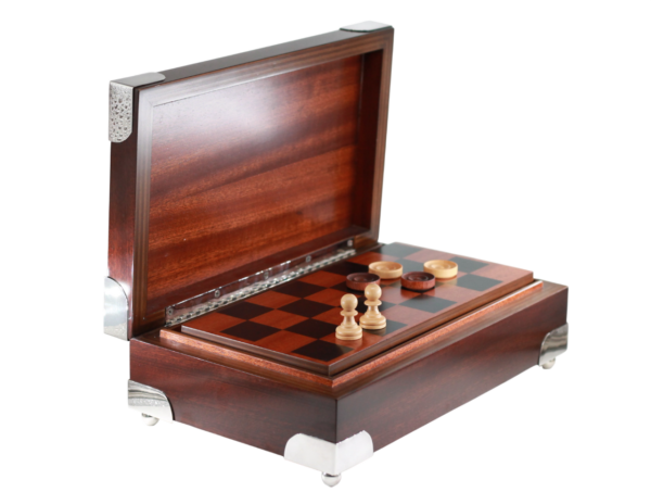 Caixa Jogo Madeira Banho Prata Topázio