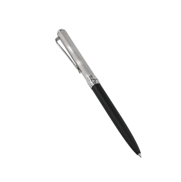 Esferográfica Preta Prata