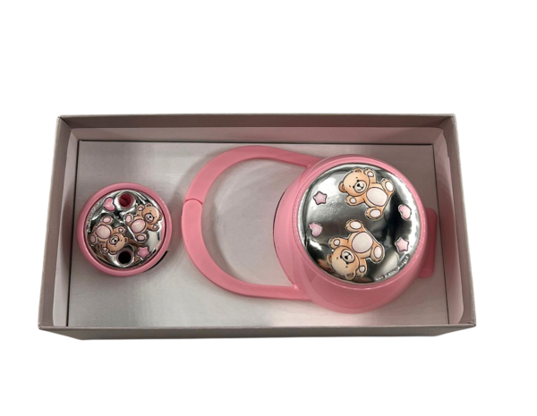 Conjunto Mola e Porta chupeta PVD Rosa