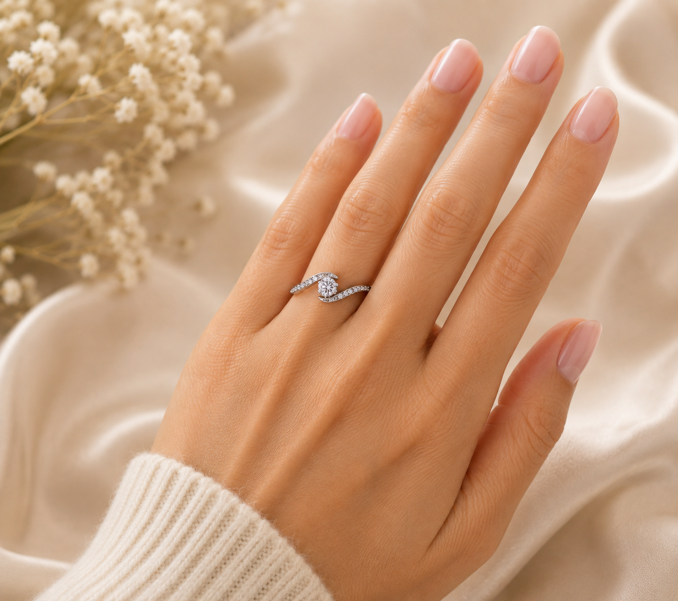 Anel Ouro branco solitário 19,2Kt