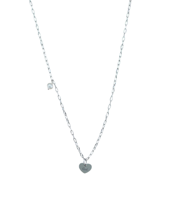 Colar Coração Pérola Prata