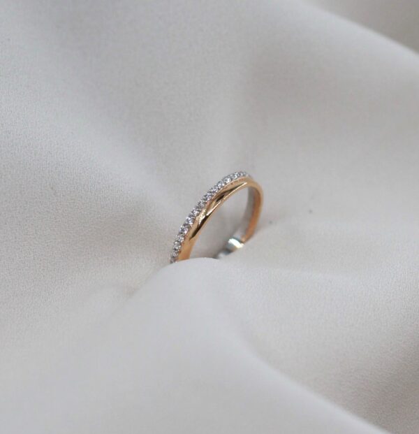 Anel Bicolor Zircónias Ouro 19,2Kt