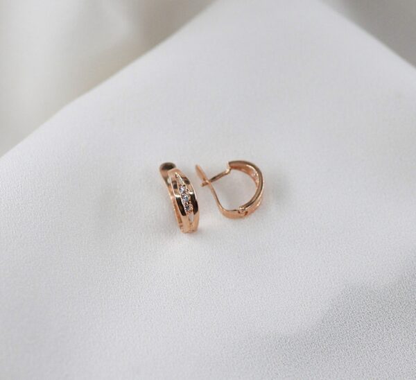 Brincos Zirconias Aro Escarpe Ouro19.2Kt