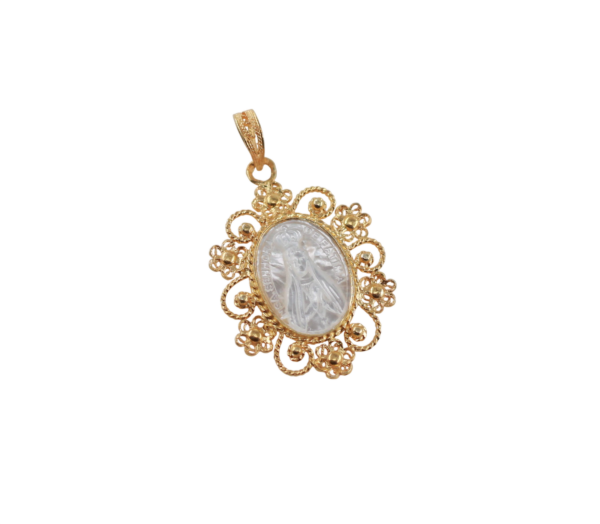 Medalha N. Sra. Fátima Madrepérola Prata