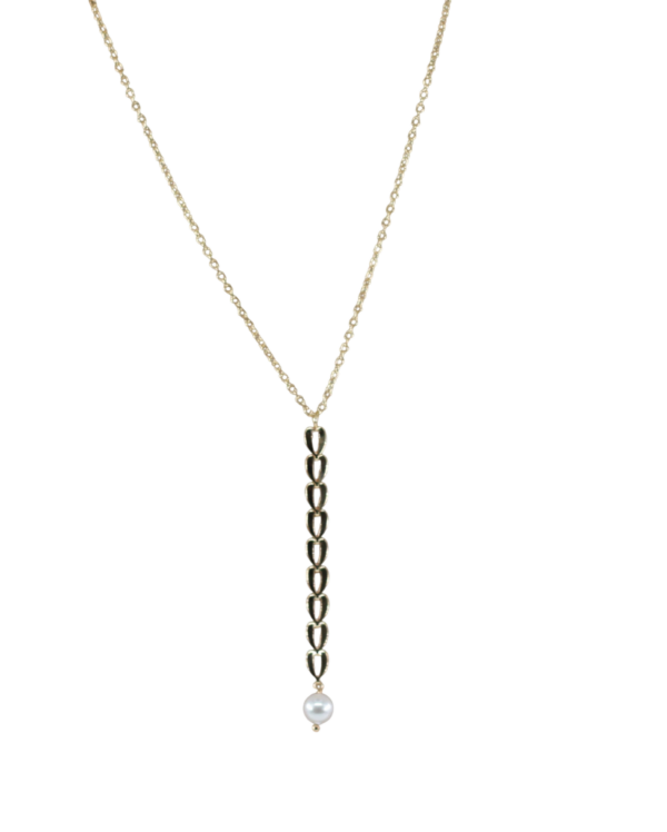 Colar Elos e Pérola Prata