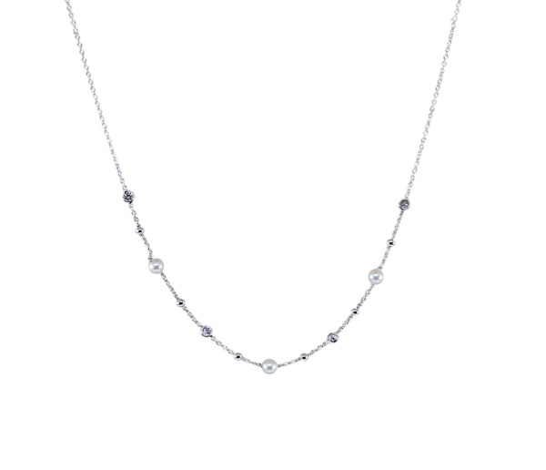 Colar Zircónias e Pérolas Prata