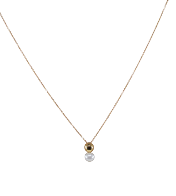 Colar Bola e Pérola Prata