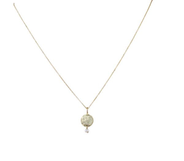 Colar Chapa e Pérola Prata