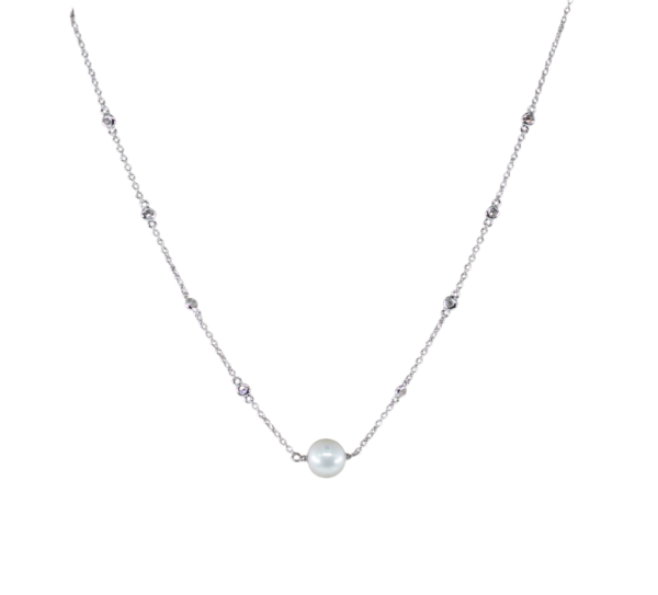 Colar Pérola Zircónias Prata