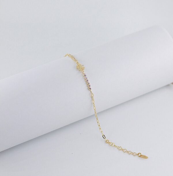 Pulseira Trevo Zircónias Prata