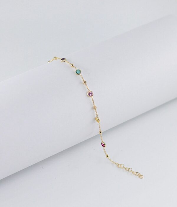 Pulseira Zircónias Coloridas Prata