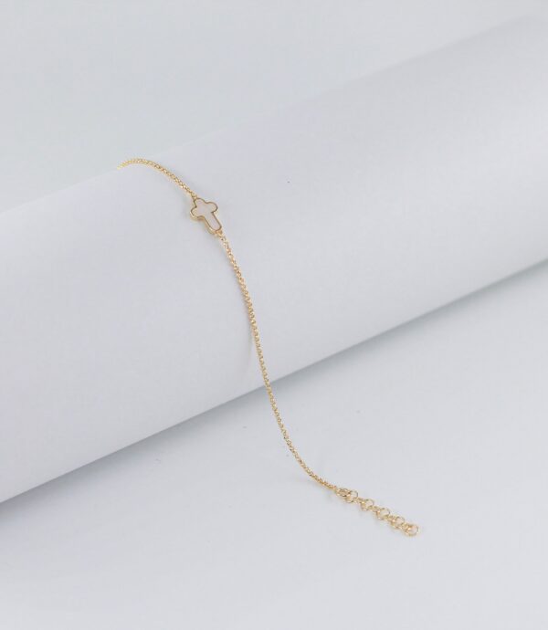 Pulseira Cruz Madrepérola Prata