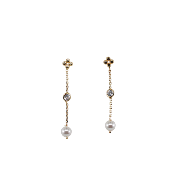 Brincos Pendente Pérola Prata