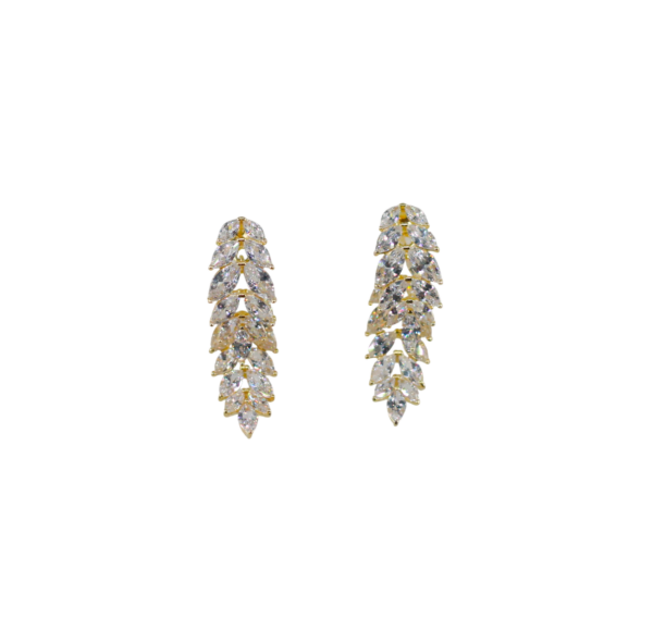 Brincos Efeito Duplo Zircónias Prata