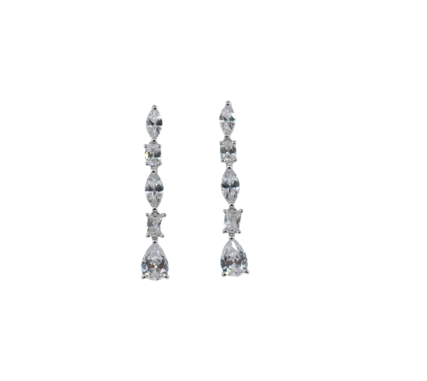 Brincos Zircónias Pendentes Prata