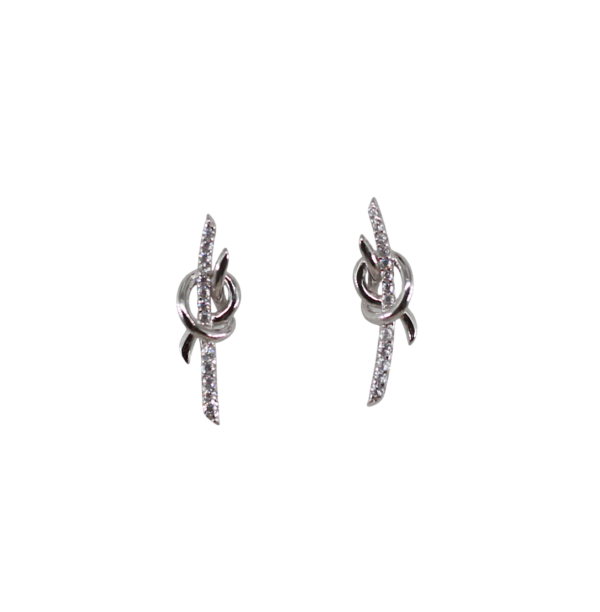 Brincos Nó Zircónias Prata