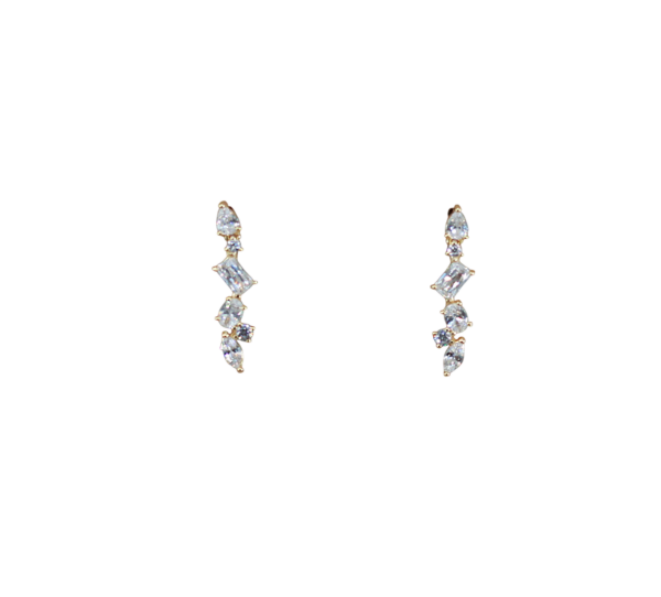 Brincos Pendentes Zircónias Prata