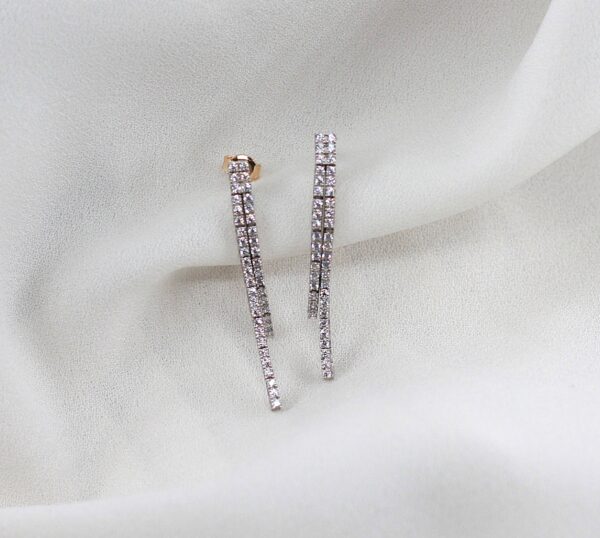 Brincos Riviera Dupla Zircóias ouro 19,2kt