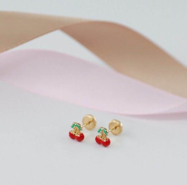 Brincos Cereja Ouro 18Kt