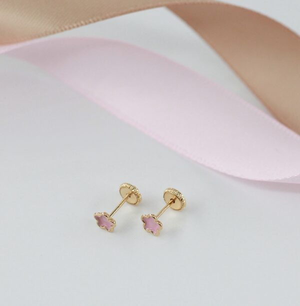 Brincos Flor Esmalte Ouro 18Kt