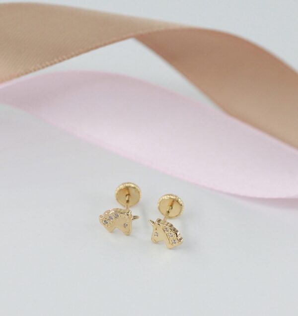 Brincos Unicórnio Ouro 18Kt