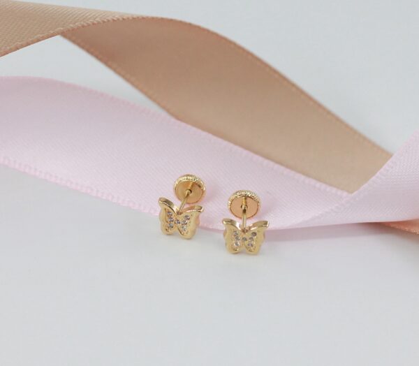 Brincos Borboletas Zircónias Ouro 18Kt