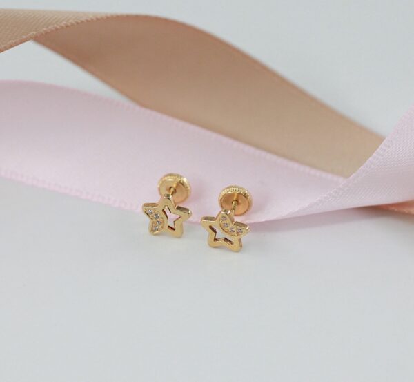 Brincos Estrela Zircónias Ouro 18Kt