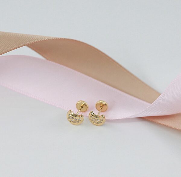 Brincos Lua Zircónias Ouro 18Kt