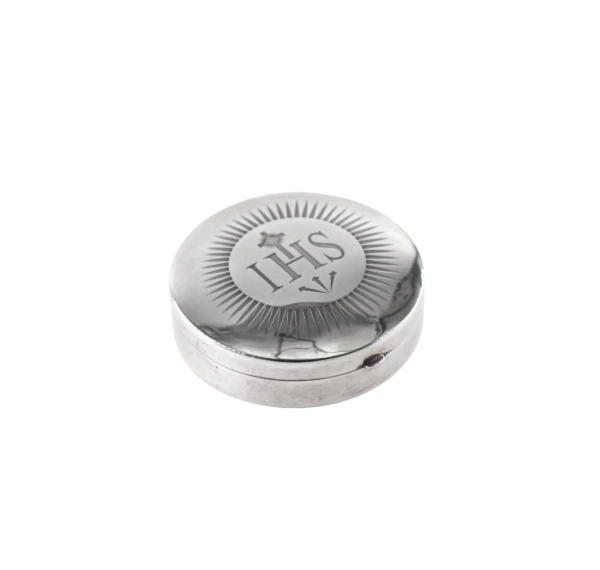 Caixa Redonda IHS Jesus Cristo Prata