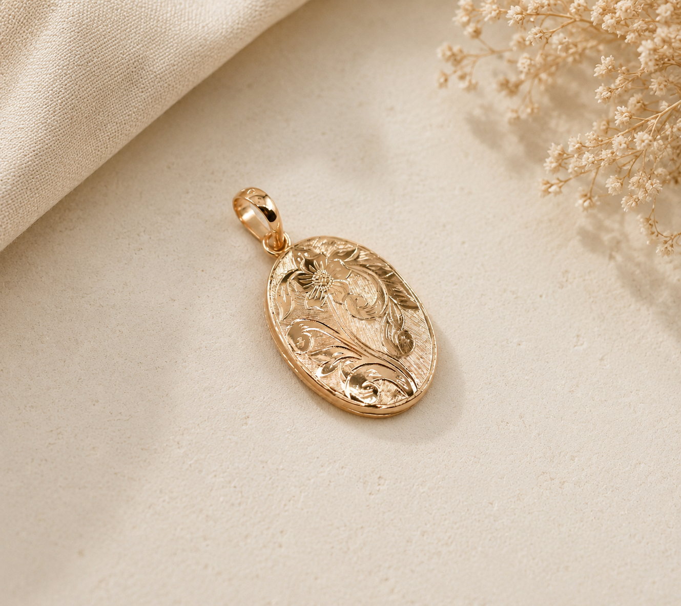 Medalha caixa gravada Ouro 19,2kt