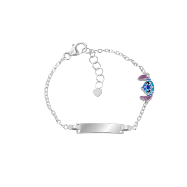 Pulseira Chapa Stitch Prata Disney
