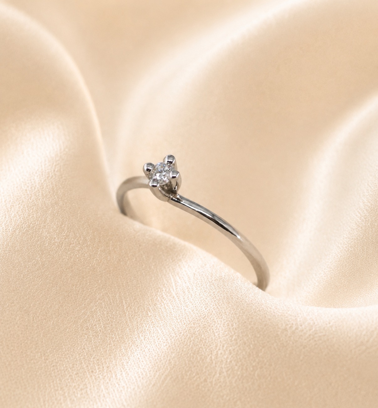 Anel Diamante Ouro Branco 19,2Kt