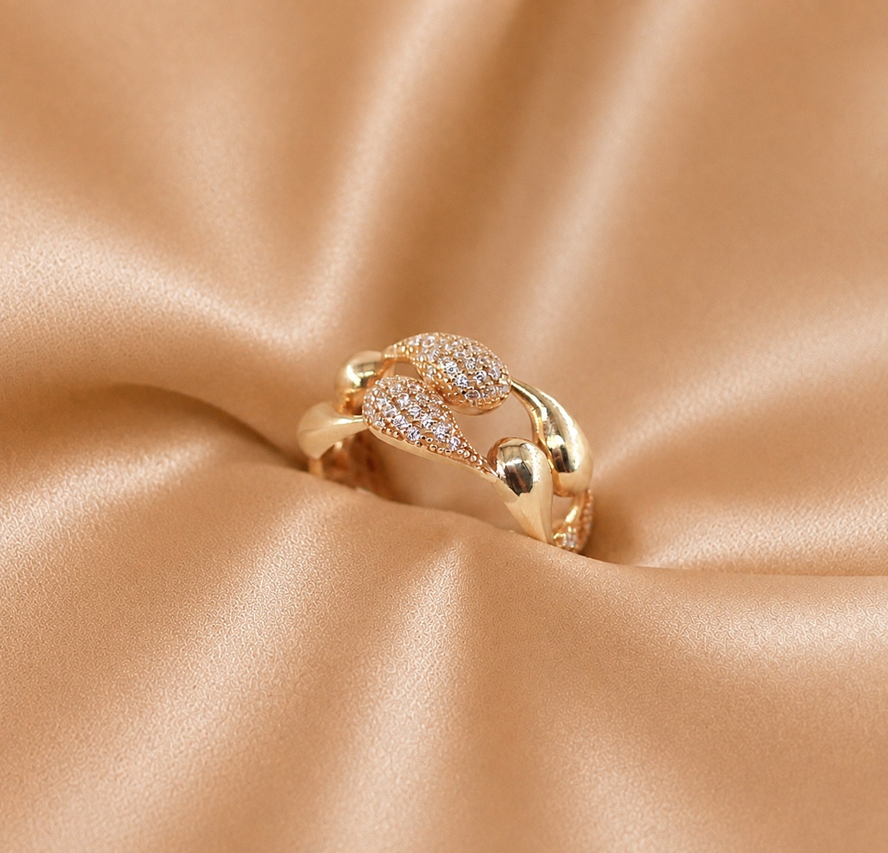 Anel Zircónias Ouro 19,2Kt