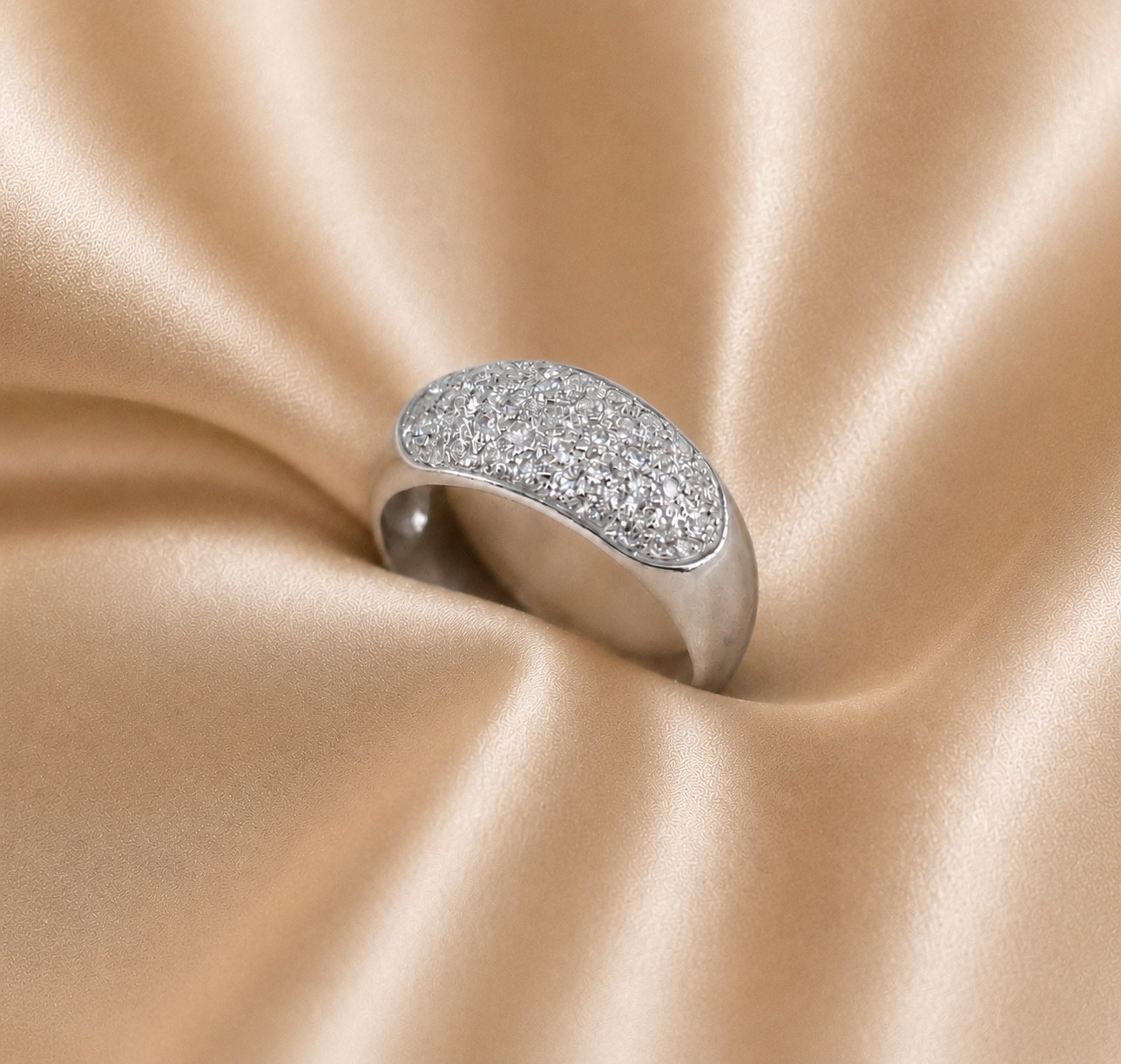 Anel Zircónias Ouro Branco 19,2Kt