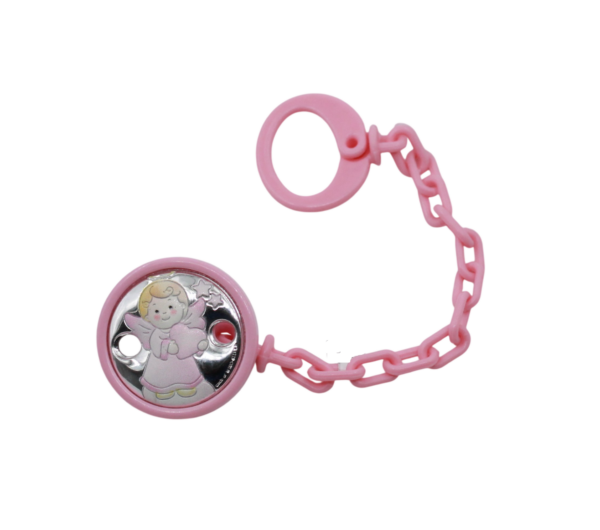 Mola Chupeta Anjo Rosa PVD Pratedo