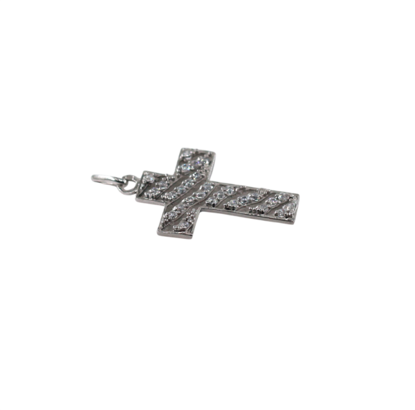 Cruz Zircónias Ouro Branco 9kt
