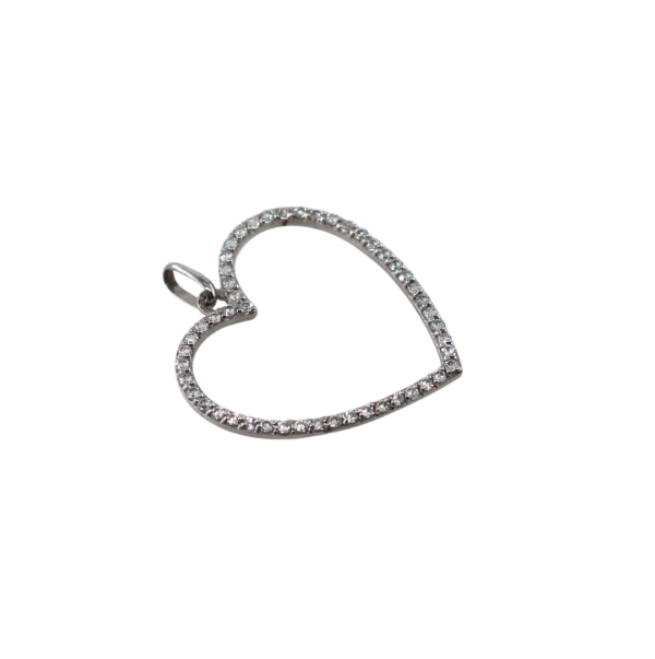 Medalha Coração Zircónias Ouro Branco 9kt