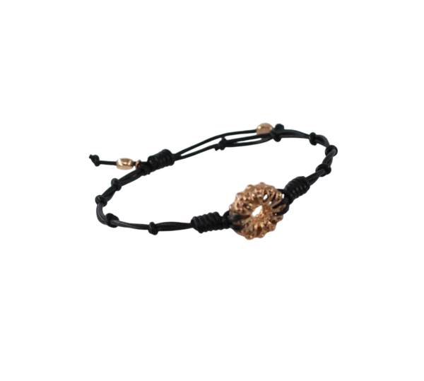 Pulseira Couro Ouro 9Kt