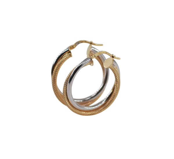 Argola Dupla Bicolor Ouro 9Kt