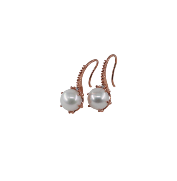 Brincos Pérola e Diamante Ouro 9Kt