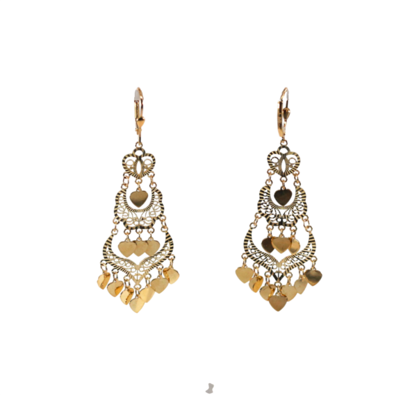 Brincos Gancho Corações Ouro 9Kt