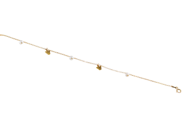 Pulseira Perneira Anjo e Pérola Prata