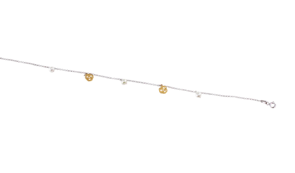 Pulseira Perneira Bicolor Prata