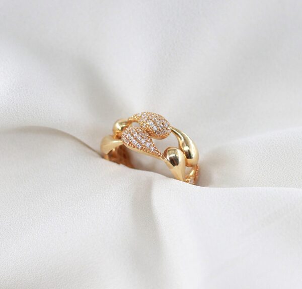 Anel Zircónias Ouro 19,2Kt