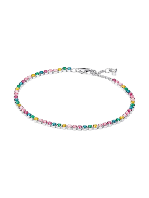 Pulseira de Ténis Arco-íris Prata
