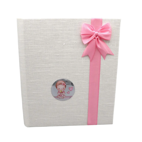 Álbum Linho Laço Rosa PvdPrateado