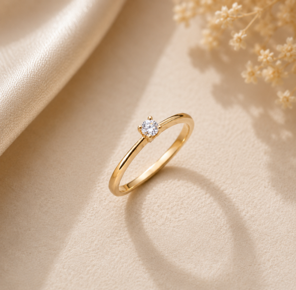 Anel Solitário Diamante Ouro 19,2Kt